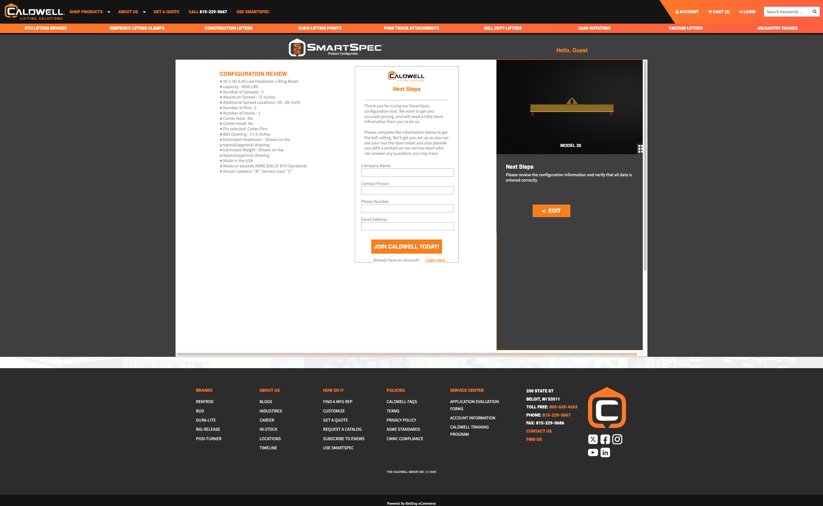 Caldwell category page card layout