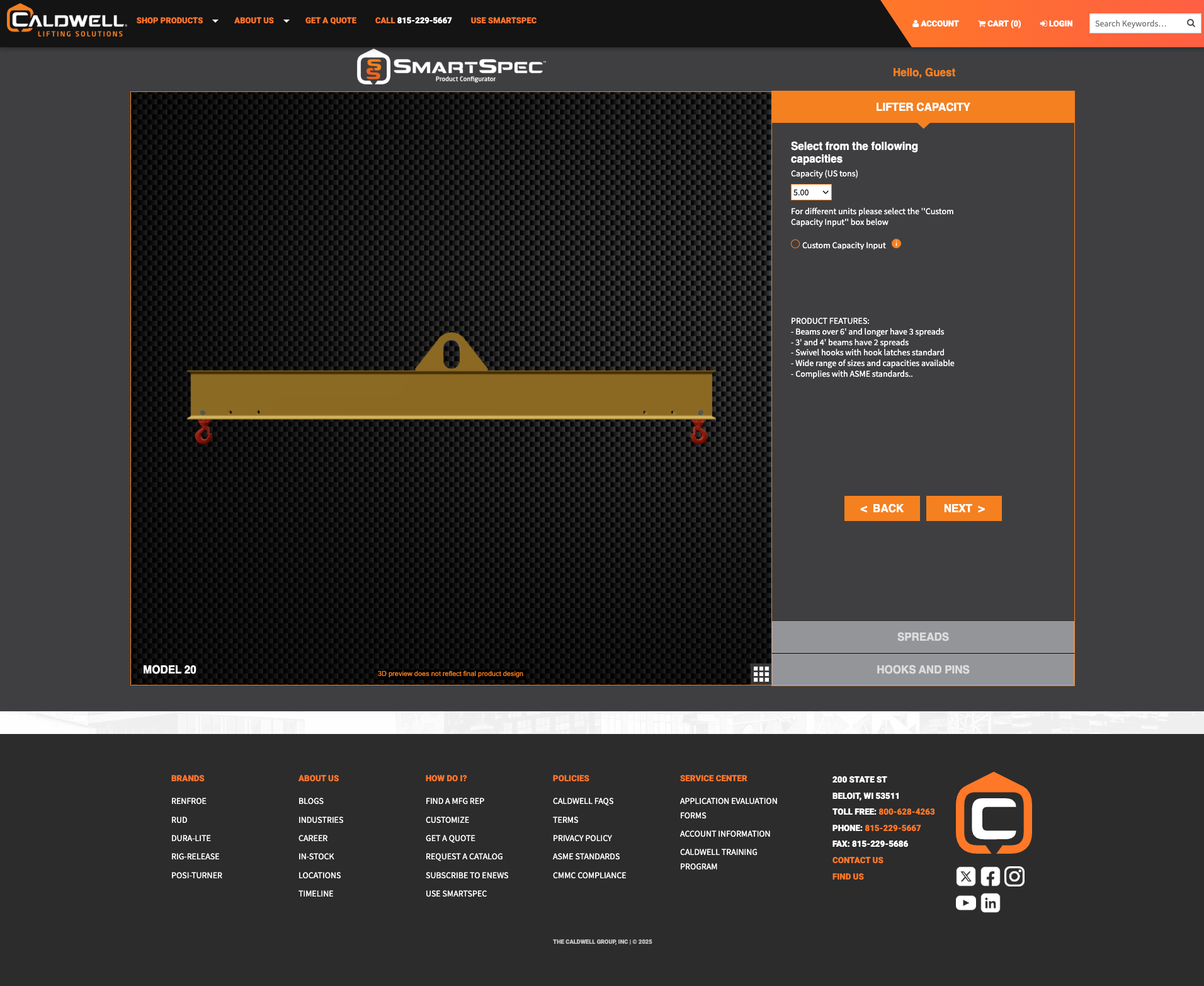 SmartSpec 2.0 configurator interface